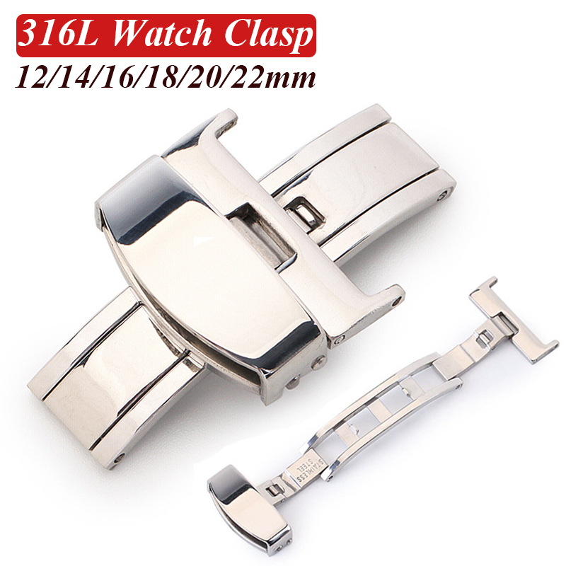 Replacement Watch Bracelet - 316L roestvrij staal vlindergesp horlogeband gepolijste