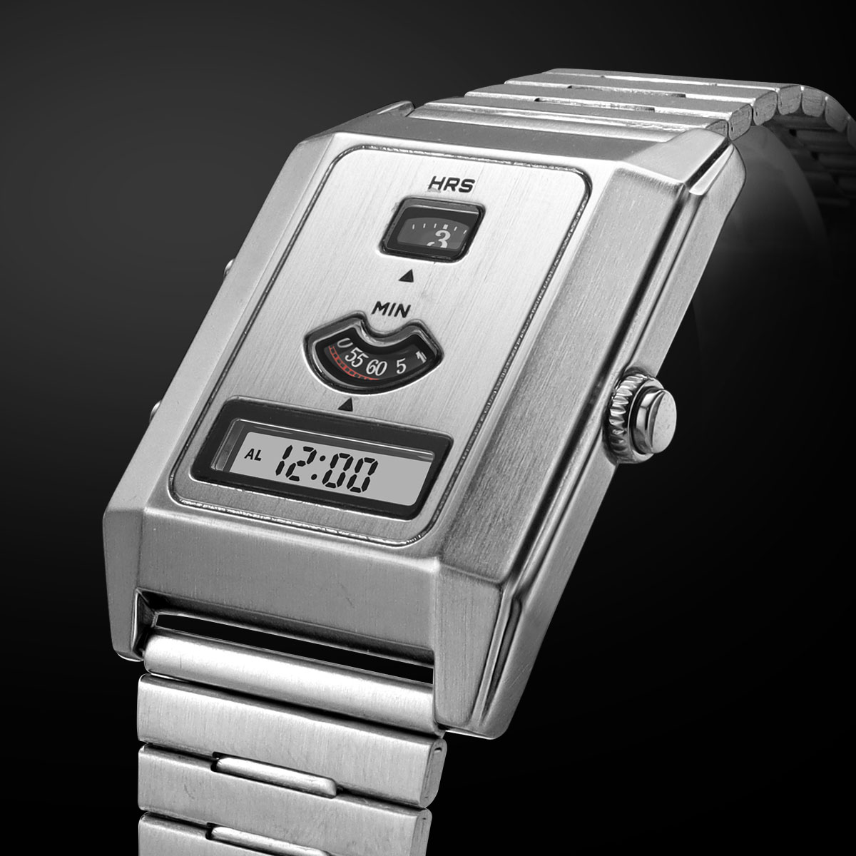 Vintage Digital Watch - Mode quartz elektronisch herenhorloge met dubbele