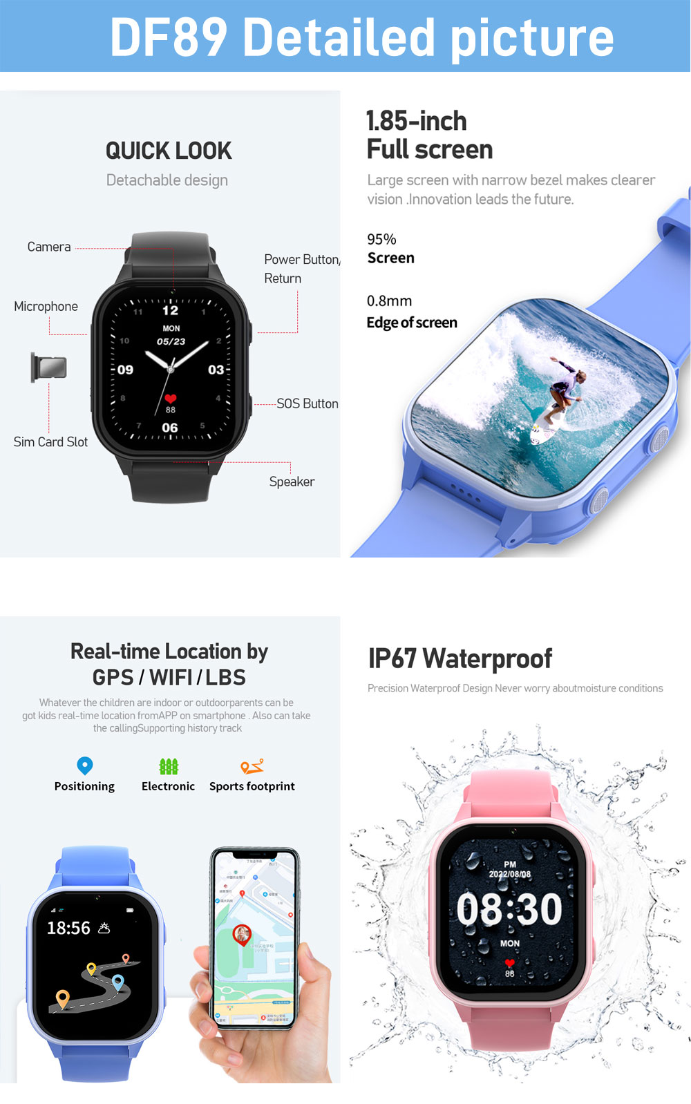 2G 4G Kids Smart Watch Telefoo - Smartwatch Watches Gift For Boys On Birthday recensie en prijs